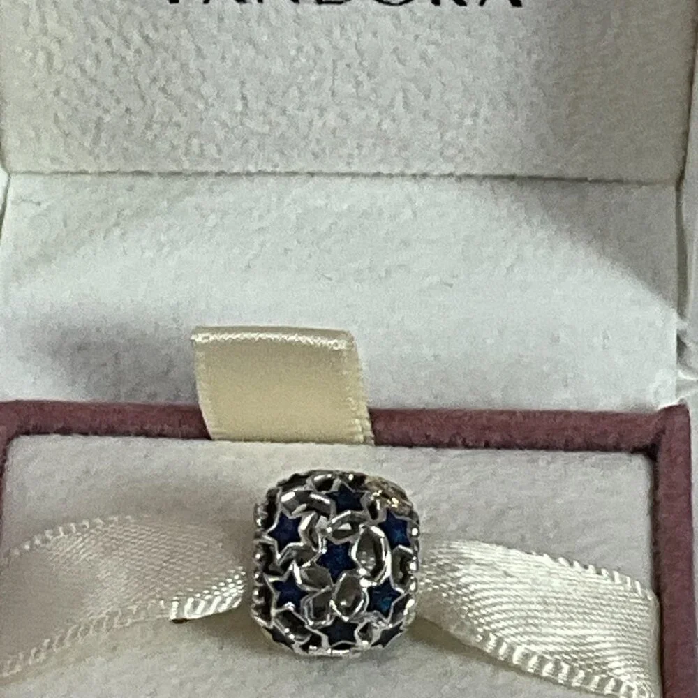 NWOT Pandora Night Sky Blue Enamel CZ Charm - 925 Sterling Silver 791371CZ - Picture 4 of 4